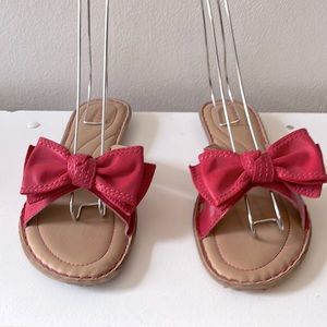 Sonoma Pink Vegan Leather Bow Slide Sandals, size 9